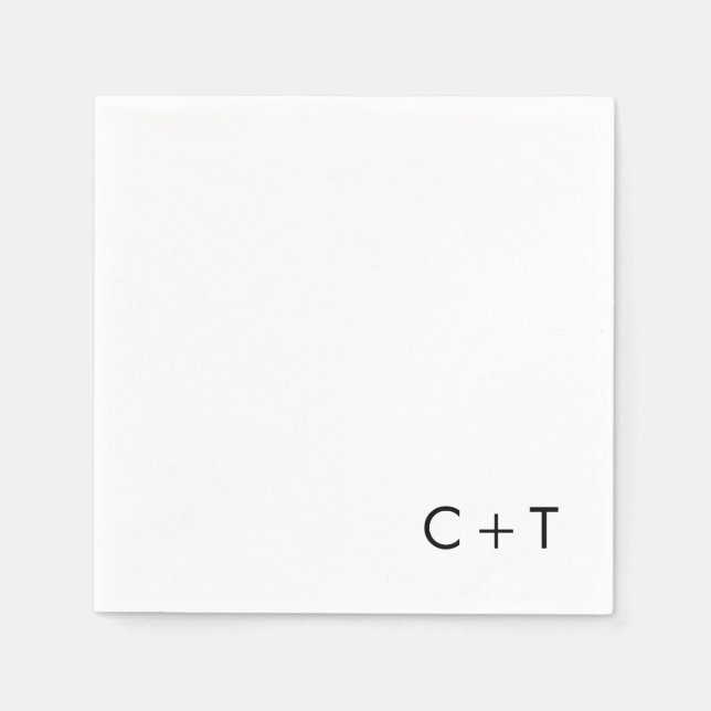 Serviette En Papier Chic Minimal Moderne Plus Signal Monogramme Mariag (Devant)