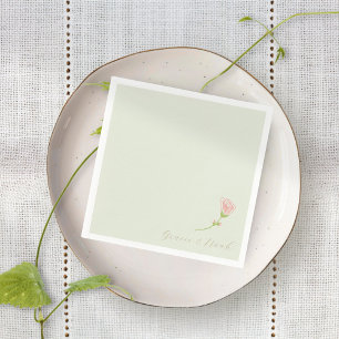 Serviette En Papier Chic Mint Green & Blush Rose Serviettes blanches
