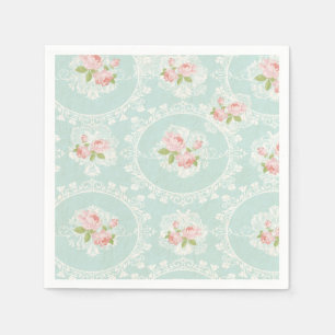 Serviette En Papier Chic Mint Shabby et Cocktail rose serviettes