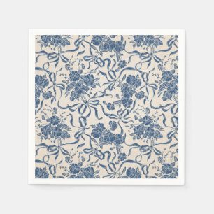 Serviette En Papier Chic moderne Vintage ivoire Marine bleu motif flor
