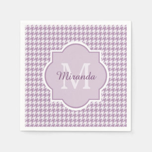 Serviette En Papier Chic Monogramme Lumière Purple Houndstooth Avec No