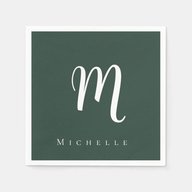 Serviette En Papier Chic monogramme professionnel uni ajouter votre no (Devant)