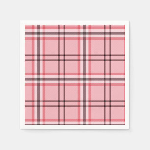 Serviette En Papier Chic motif à carreaux rose et gris pour fête