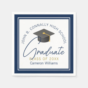 Serviette En Papier Chic Navy Blue Modern Graduation Party