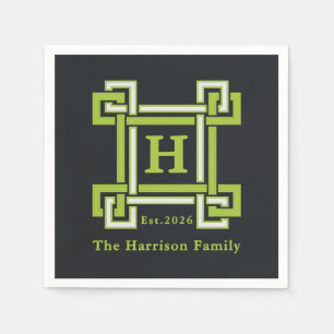 Serviette En Papier Chic Néon Citron Vert Noir Géométrique Personnalis