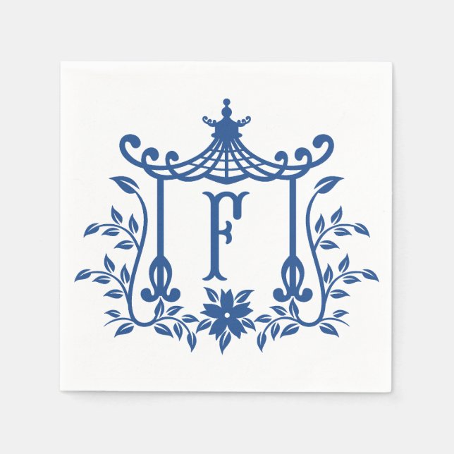Serviette En Papier Chic Pagode Monogramme F serviettes (Devant)