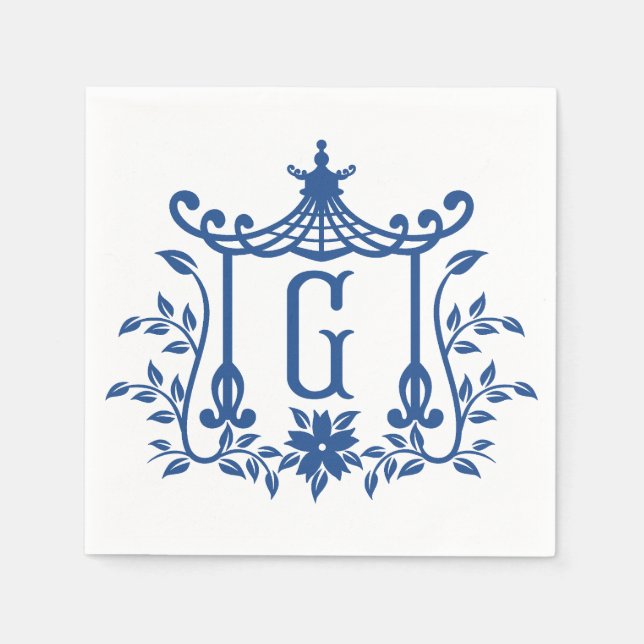Serviette En Papier Chic Pagode Monogramme G serviettes (Devant)