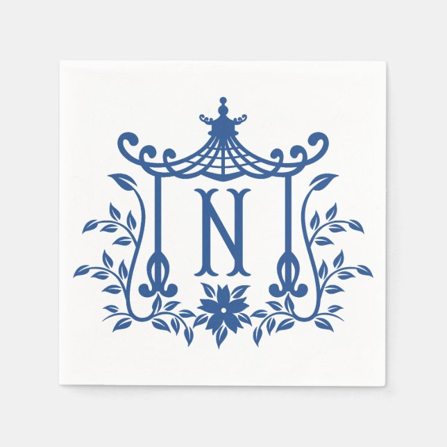 Serviette En Papier Chic Pagode Monogramme N serviettes (Devant)
