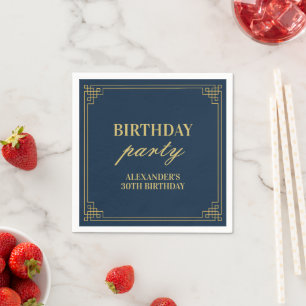 Serviette En Papier Chic Party Navy Or Fête Gatsby Art déco Cadre