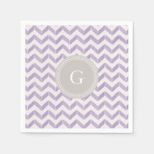 Serviette En Papier Chic Pastel violet gris Chevron Custom Monogramme