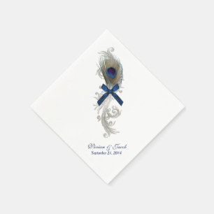 Serviette En Papier Chic Peacock Feather Custom Wedding Napkins