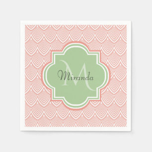 Serviette En Papier Chic Pink Arc Pétoncles Soft Green Nom