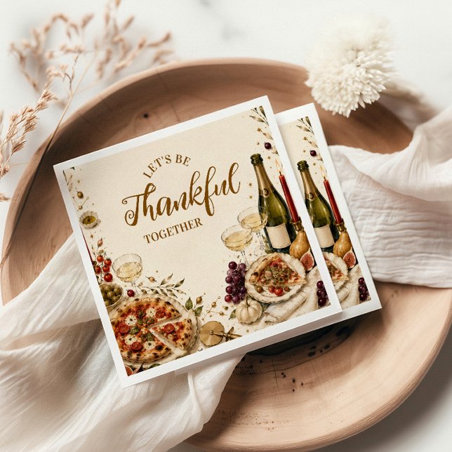 Serviette En Papier Chic Pizza & Prosecco Friendsgiving (Créateur téléchargé)