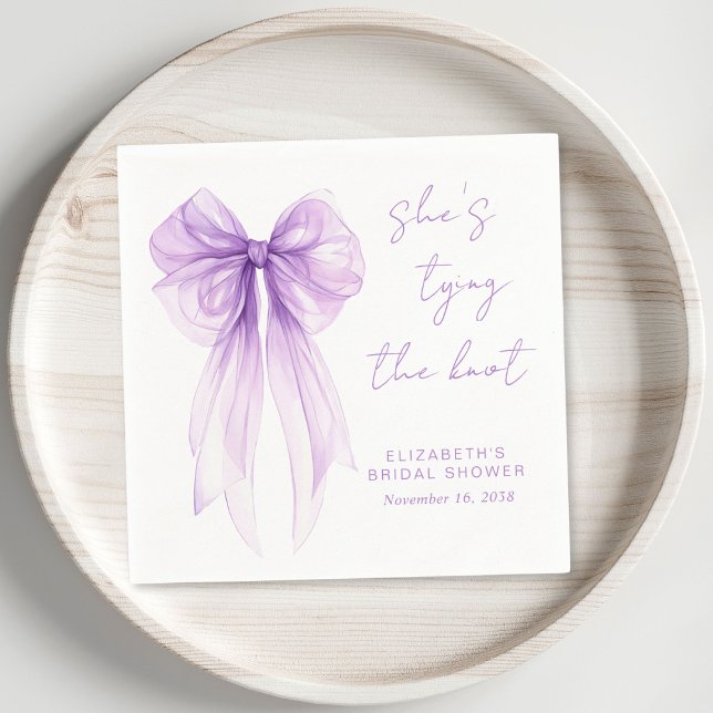 Serviette En Papier Chic Purple Bow Watercolor Bridal Shower (Chic Purple Bow Watercolor Bridal Shower Napkins)