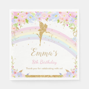 Serviette En Papier Chic Rainbow Fairy Girl Baby shower d'anniversaire