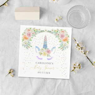 Serviette En Papier Chic Rainbow Watercolor Baby shower Unicorn