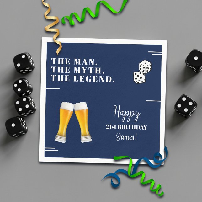 Serviette En Papier Chic Rolling Dices Pints 21st Birthday (Créateur téléchargé)