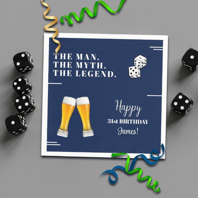 Serviette En Papier Chic Rolling Dices Pints 31st Birthday (Créateur téléchargé)
