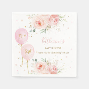 Serviette En Papier Chic rose Ballons Floral Girl Baby shower