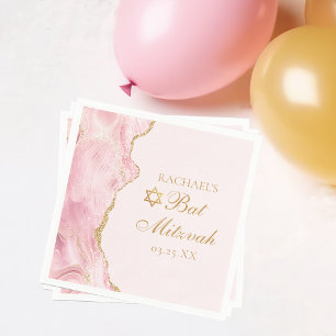 Serviette En Papier Chic Rose Gold Agate Bat mitzvah Party Personnalis