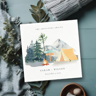 Serviette En Papier Chic Rustic Pine Woods Camping Mariage de montagne