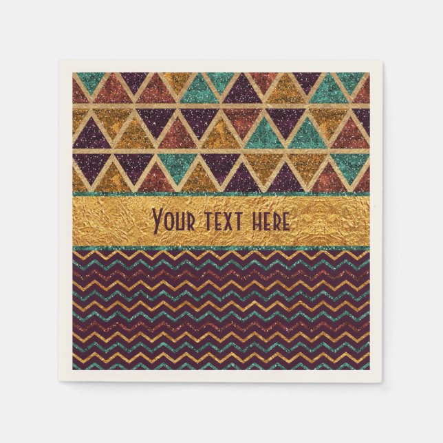 Serviette En Papier Chic Triangles Chevrons Fake Parties scintillant G (Devant)