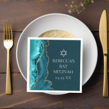 Chic Turquoise Gold Agate Bat mitzvah Party