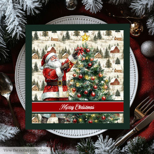 Serviette En Papier Chic Vintage Aquarelle Santa Claus Napkins