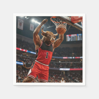 Serviette En Papier Chicago Bull Basketball Slam Dunking the Ball