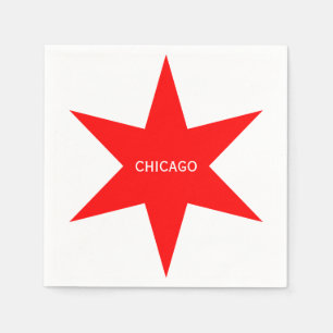 Serviette En Papier "CHICAGO" - Chicago Drapeau rouge 6 points étoile