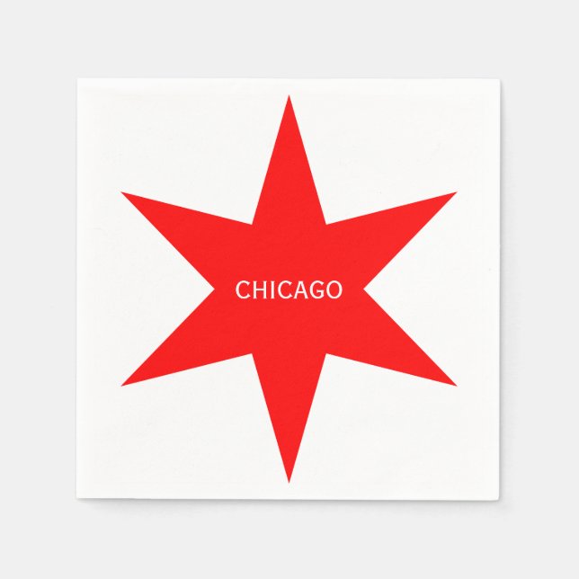 Serviette En Papier "CHICAGO" - Chicago Drapeau rouge 6 points étoile (Devant)