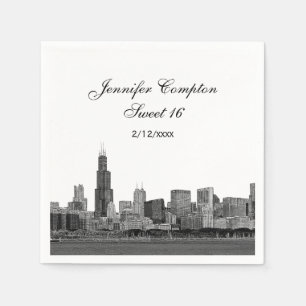 Serviette En Papier Chicago Gravé Regard sur la ville Sweet 16