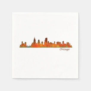 Serviette En Papier Chicago Illinois US ville skyline v01