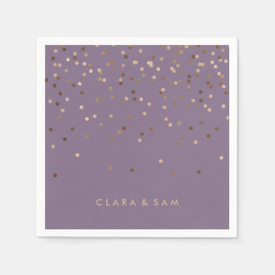 Serviette En Papier chick glam rose or confetti points violet