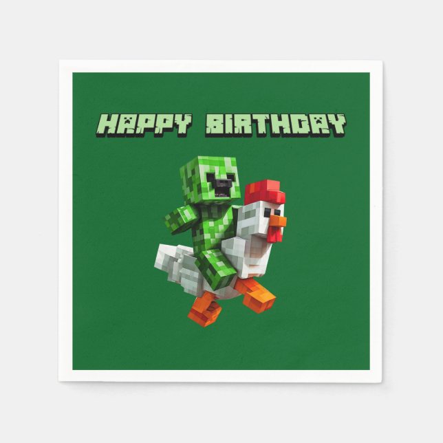 Serviette En Papier Chicken Jockey Funny Gaming Block Party (Devant)