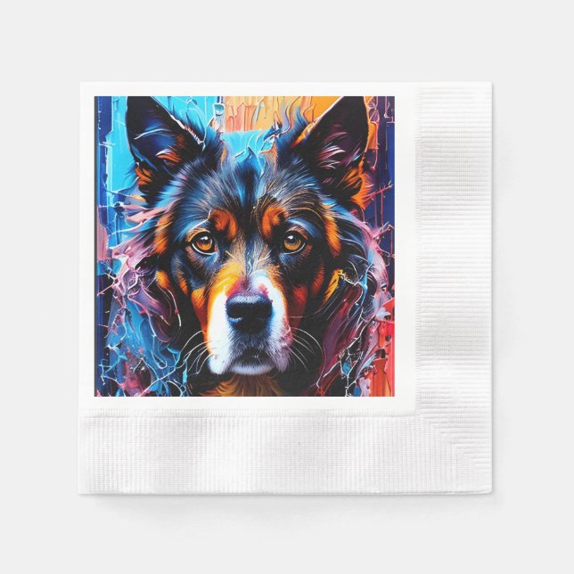 Serviette En Papier chien Abstrait de couleur de splash (Devant)