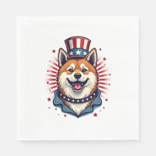 Serviette En Papier Chien Akita, fête de l'indépendance