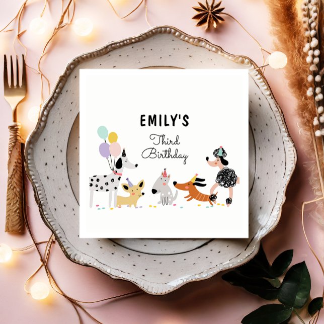 Serviette En Papier Chien Anniversaire Chiot Pawty Animaux Animaux Ani (Créateur téléchargé)