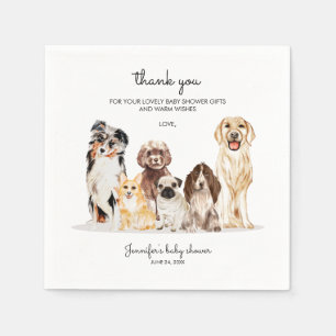Serviette En Papier Chien aquarelle mignon merci baby shower
