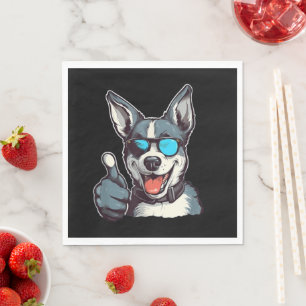 Serviette En Papier Chien aux lunettes de soleil drôles avec pouce lev