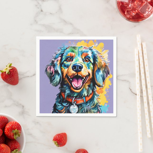 Serviette En Papier Chien avec des lunettes (En situation)