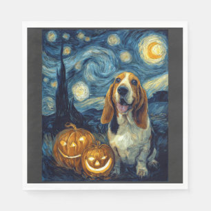 Serviette En Papier Chien Basset Hound Mignon Halloween Jack O Lantern
