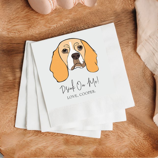 Serviette En Papier Chien beagle Boire Sur Moi Chien Cocktail Personna (Créateur téléchargé)