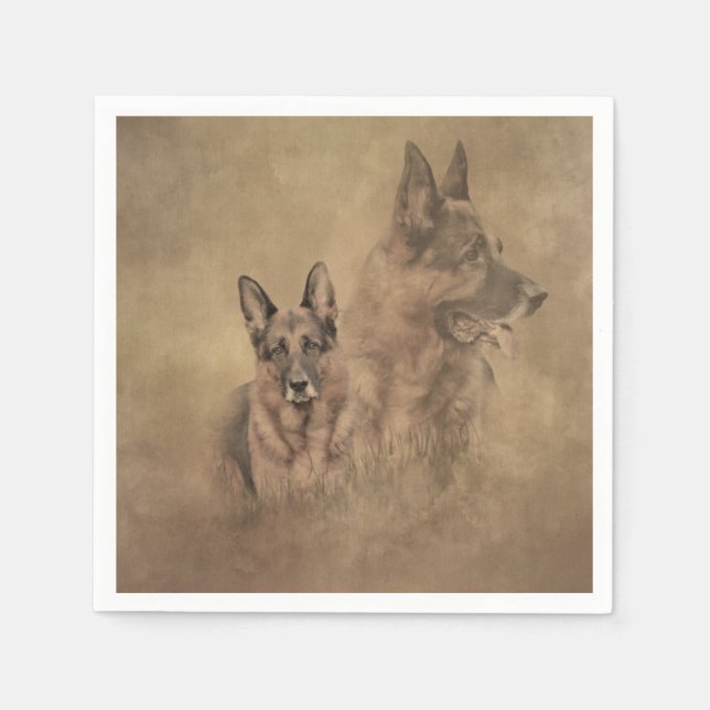 Serviette En Papier Chien berger allemand (Devant)