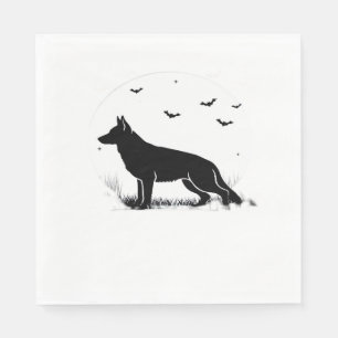 Serviette En Papier Chien berger allemand - Silhouette de lune d'Hallo