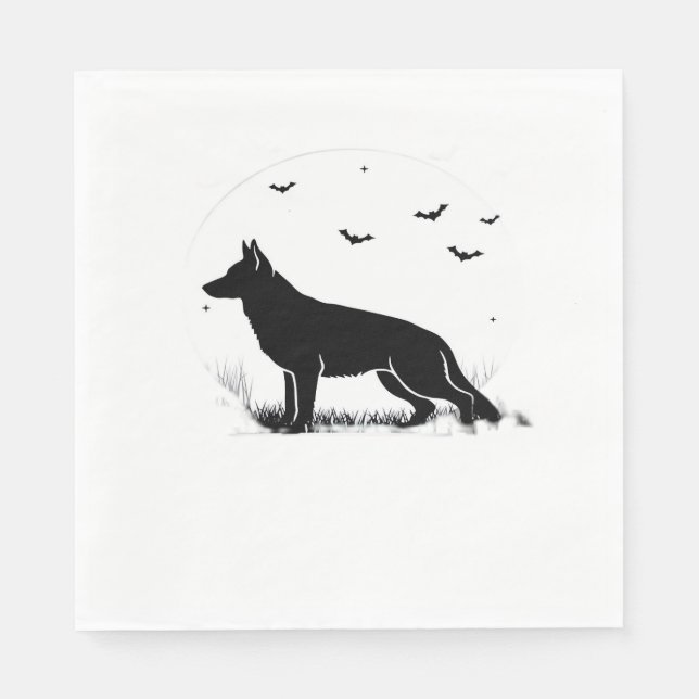Serviette En Papier Chien berger allemand - Silhouette de lune d'Hallo (Devant)