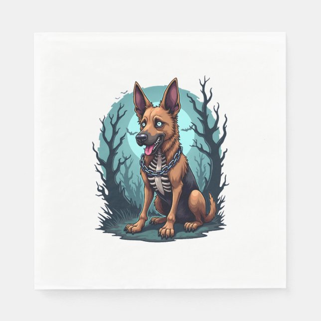 Serviette En Papier Chien berger de squelette (Devant)