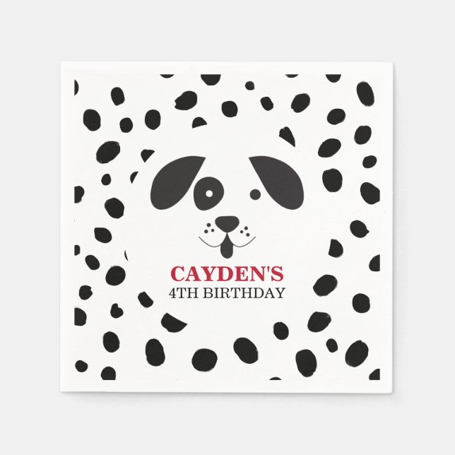 Serviette En Papier Chien Black Spot Dalmatie Anniversaire (Devant)