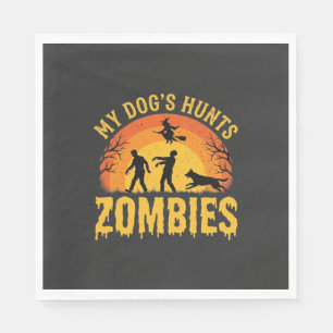 Serviette En Papier Chien Chasse Les Zombies Design Halloween