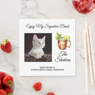 Serviette En Papier Chien, Chat ou tout autre Mariage de boisson signa